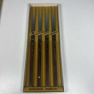 Fondue Forks Stainless Rosewood Kane Kutlery Color Dot No. 329 Japan Vintage